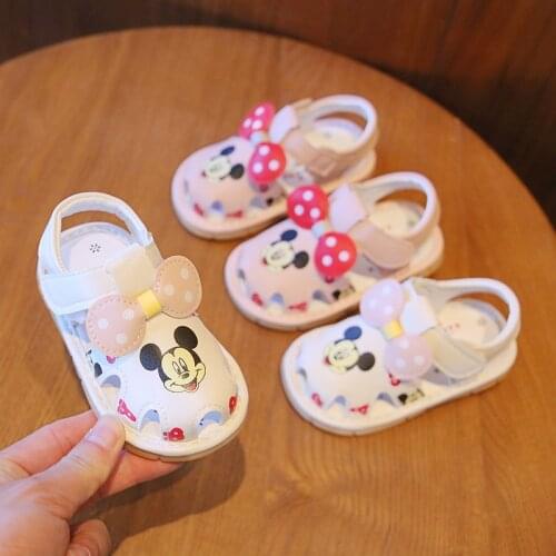 Newborn Kid Baby Girl Cave Minnie Bowknot Sandals Summer Casual Crib Baby Shoes First Prewalker Baby Sandals