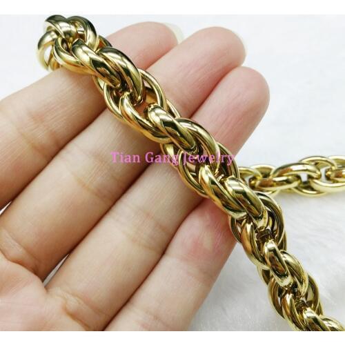 7"-40" Choose 9/11MM High Polished 316L Stainless Steel Gold Mens Link Chain Necklace or Bracelet Bangle Jewelry