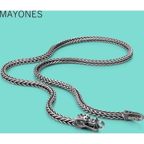 5mm Mens Thai silver chains necklaces ethnic dragon design 925 sliver popular necklace Solid silver body jewelry 56cm/61cm/66cm