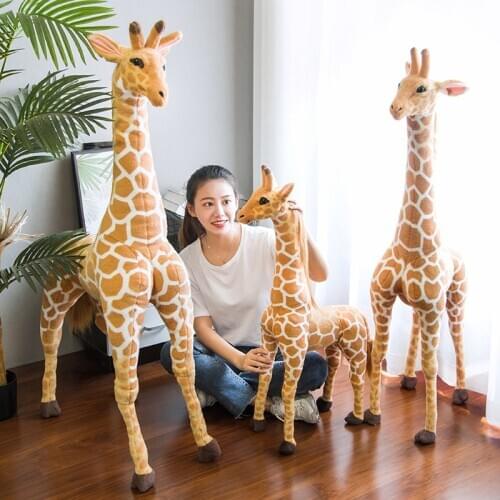 Giant size Simulation Giraffe Plush Toys Cute Stuffed Animal Soft Real Life Tiger Doll Birthday Gift for Kids Bedroom Decor