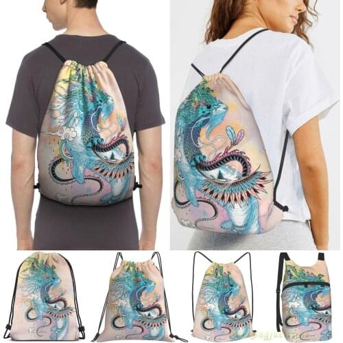 Journeying Spirit (Ermine) Men Outdoor Travel Gym Bag Waterproof Drawstring Backpack Women Fitness Swimming Bag