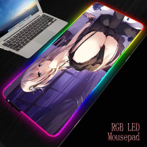 Mairuige Sexy Girl Ass RGB Gaming Mouse Pad Gamer Large Mouse Mat Computer Mousepad Led Backlight Mause Pad Keyboard Desk Mat