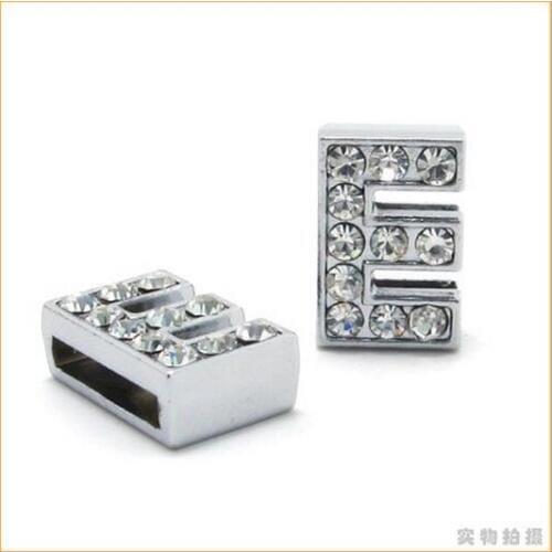 FASHIONAL! 8mm 50pcs *E* Slide letters Wear letters Fit Wristbands or Pet Collar DIY Accessories