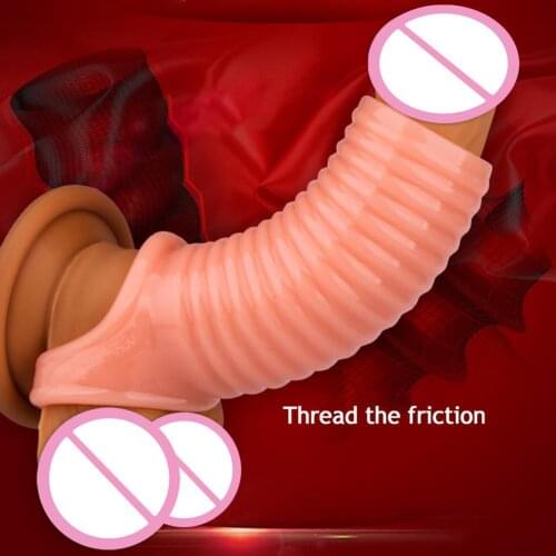 OLO Men Penis Extender Penis Spikes Binding Soft Sleeve Man Delay Condom for Couple Delayed Increase Sex Toy