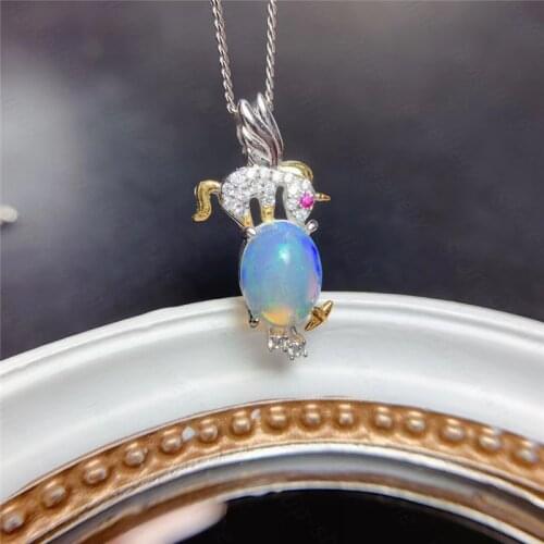 Natural Opal Necklace 925 Silver Womens Necklace Super Shiny Luxury Atmosphere Banquet Essential Jewelry