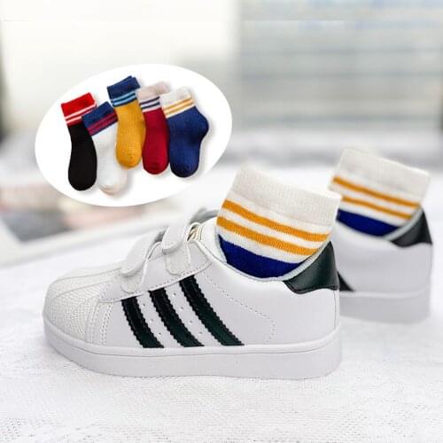 Childrens Socks Primary Stutents Socks Spring Autumn Cotton Boys and Girls Tube Socks School Sports Socks 5 Pairs Wholesale