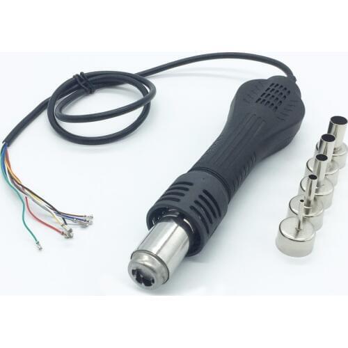 New Arrived Heat Gun Hot Air Desoldering Gun Handle FOR 858 8858D 878A 878 Rework Soldering Station BGA Repair with 5pcs Nozzle
