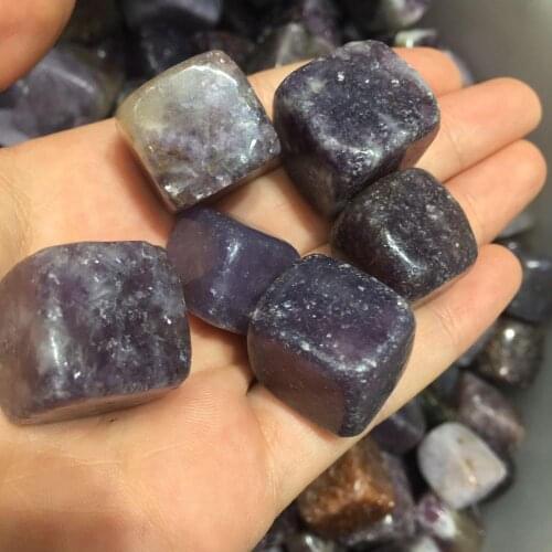 6pcs Natural Lepidolite Stone Cubic Crystal Tumbled Stones Cube Collectible Minerals Specimen for Home Decor