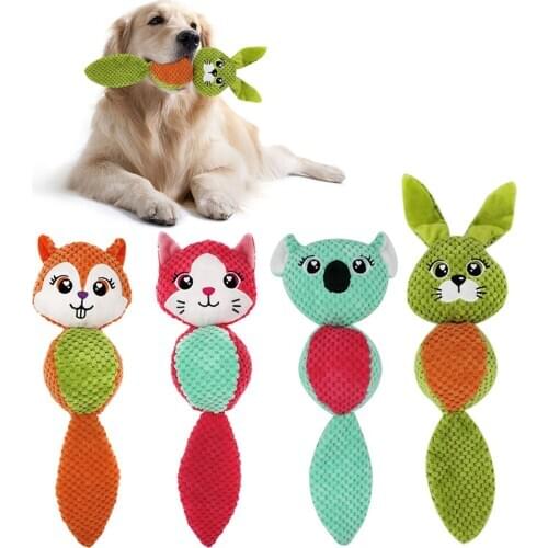 Dog Training Teething Toy Dog Plush Interactive Toy Soft Puppy ChewToy Bite Resistant Pet Squeaky Duck Sound Toy Animal Design