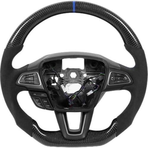 Carbon Fiber Steering Wheel Suede W/ Stitching Fit for Ford Focus ST RS Mk3 2015 2016 2017 2018 Car Accessories