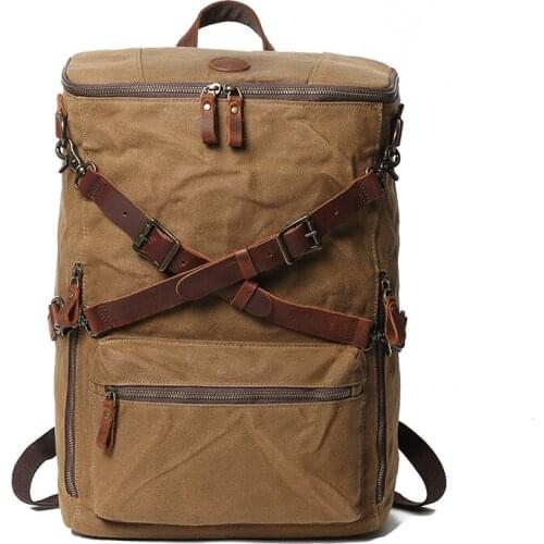 VZVA Travel Laptop Backpack for Men Business Fashion Backpacks Bag School Bookbag Retro Canvas Backpacks Designer