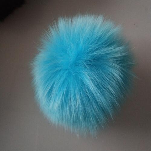 10cm Nature Genuine Fox Fur Ball Pom Pom Fluffy DIY Winter Hat Skullies Beanies Knitted Cap Pompoms F008-seablue