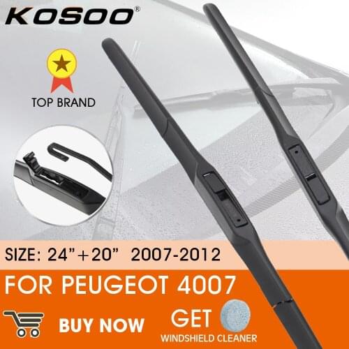 KOSOO Car Wiper Blade For Peugeot 4007 2007-2012 LHD / RHD Front Window Windshield Windscreen Wiper Blades 24" + 20"