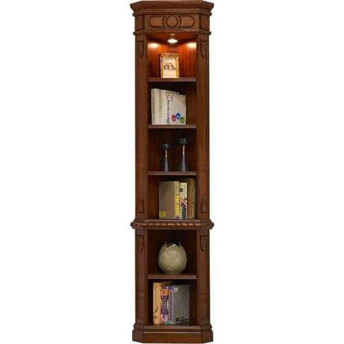 American Solid Wood Bookcase Study Room Combination Cabinet European Antique Turn Corner Shelf Corner Cabinet