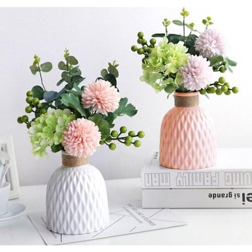 Modern Plastic Flower Vase Ceramic Flower Pot Vase Wedding Decorations Home Flower Basket Room Arrangement Decoration