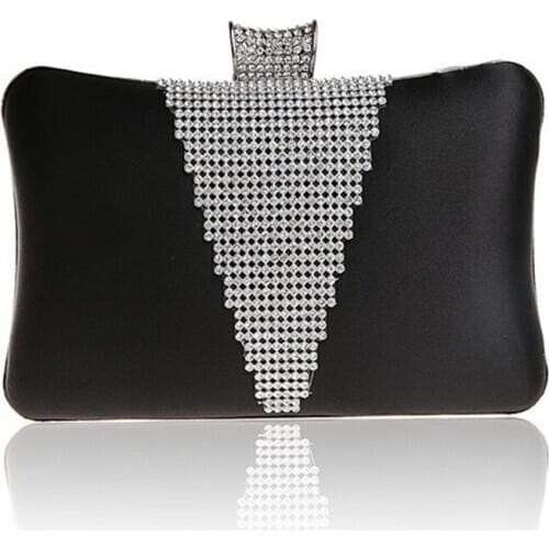 Bridal Rhinestone Day Clutch Purse Women V Shape diamond Design Evening Bags Wedding Clutch Party Chains Clutch Purse WY96