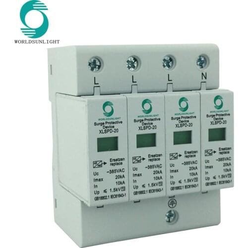 XLSPD-20 AC SPD 4P 10KA~20KA C ~385VAC House Lightning Surge Protector Protective Low-voltage Arrester Device OEM Factory