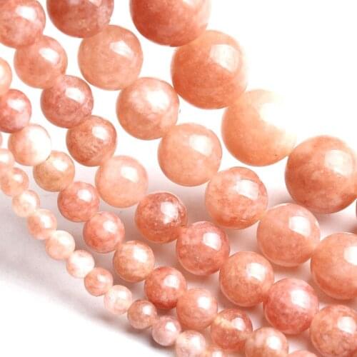 Yellow Sunstone Beads Natural Round Loose Minerals Beads for Needlework Jewelry Makiing DIY Bracelet Necklace 15'' 4-12mm Perles
