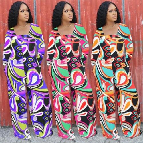 Casual Print Jumpsuit Women New Autumn Streetwear Long Sleeve Strapless Wide Leg Pants Pockets Rompers Womens Jumpsuit Overalls