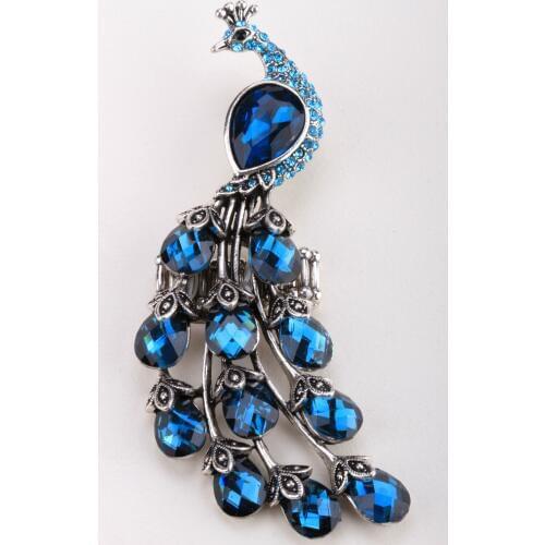 Peacock stretch long ring for women summer fashion jewelry cute crystal scarf clip buckle gold & silver tone dropshipping