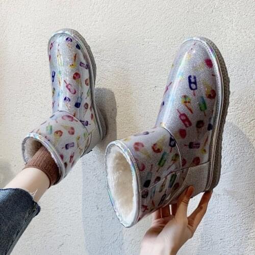 2021 Winter Plush Warm Platform Boots Womens Snow Boots Women Round Toe Plus Velvet Shoes Ladies Fashion Waterproof Short Boots