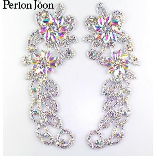 1 pair of rhinestones epaulette decoration applique crystal glass patch AB rhinestone decoration clothing accessories