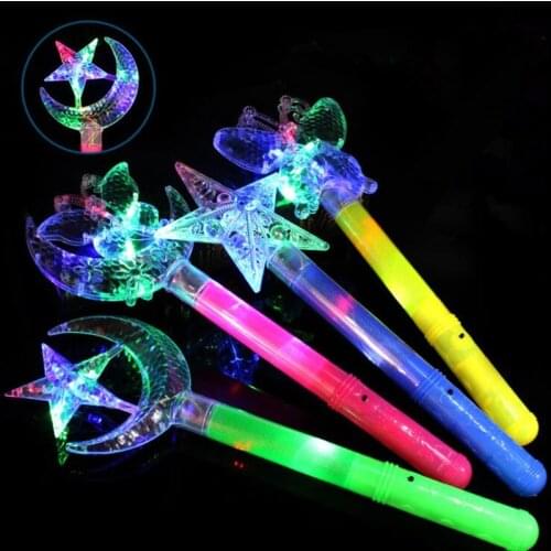 LED Flashing Fairy Magic Wand Princess Moon Star Butterfly Flower Light Sticks Cheer Props Glow Party wedding birthday Christmas