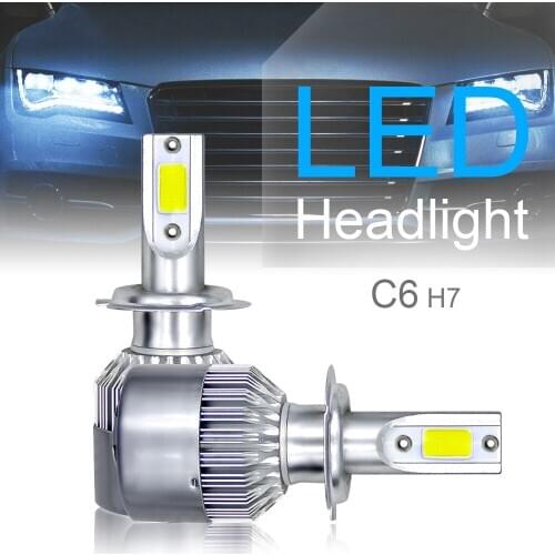 2pcs H7 C6 10800LM 6000K 120W COB LED Car Headlight Kit Hi or Lo Light Bulbs 2021