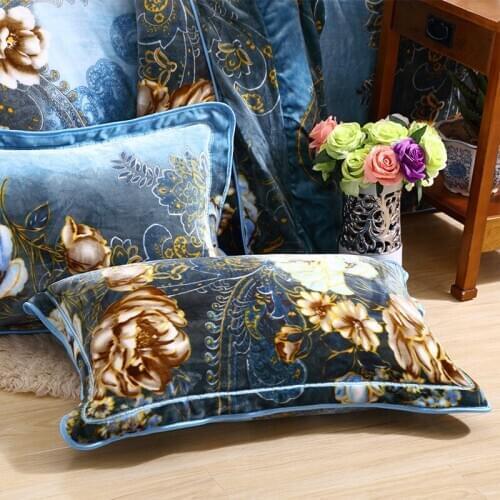 2pcs Coral Fleece Pillowcase Thicken Winter Soft and Comfortable Pillow Case 48x74cm Short Plush Printing Pillowcases