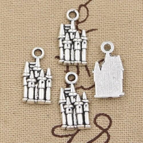20pcs Charms Castle Chapel Cathedral 19x10mm Antique Bronze Silver Color Pendants DIY Making Finding Handmade Tibetan Jewelry