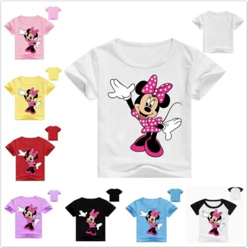 2020 Cartoon Minnie Print Cotton O-Neck Short Sleeve T-Shirts Baby Girl Boys Clothing Summer Causal T-Shirt Children Tops Tees