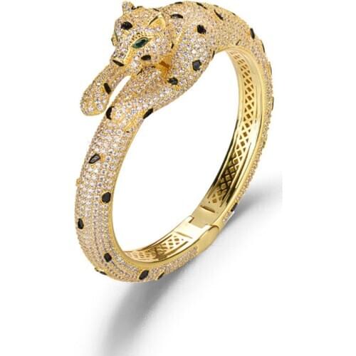 2021 New Trend Exaggerated Leopard Print Bracelet Neutral Women Mens AAA Zircon Party Gift Spot Fashion Brand Jewelry Golden