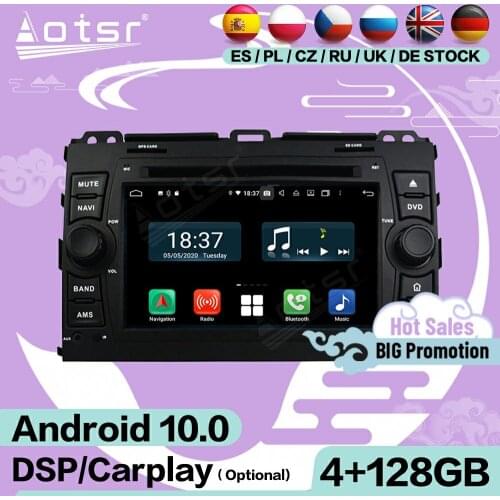 4+128G Carplay Android 10 Player Stereo For Toyota Prado 2006 2007 2008 2009 2010 GPS Navigation Audio Radio Receiver Head Unit