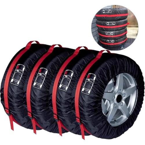 4 Pcs/set Car Spare Tire Cover Case Polyester Auto Wheel Tires Storage Bags Vehicle Tyre Accessories Dust-proof Protector