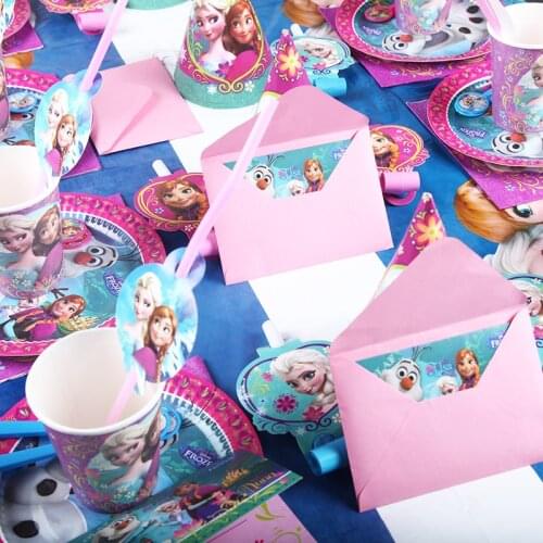 93pcs/lot Disney Frozen Elsa Princess Birthday Party Decorations Kids Cup Plate Napkin for Baby Shower Party Disposable Supplies