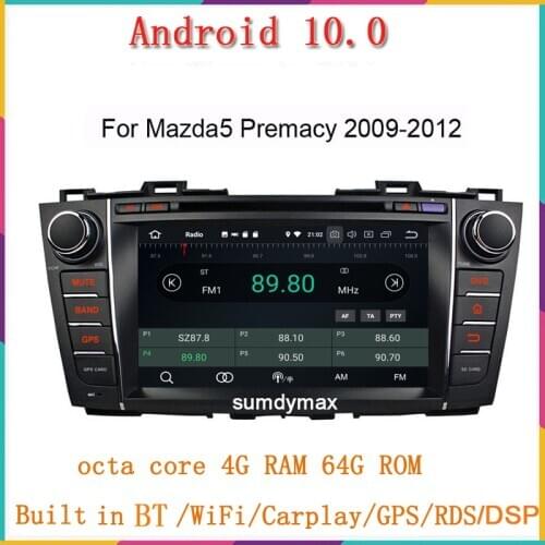 8" Android10.0 Car Multimedia Player for Mazda5 Premacy 2009-2012 with gps navigation built in wifi support DVR OBD DAB