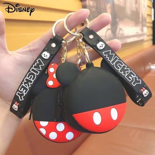 Disney Cartoon Keychain Mickey Mouse Girl Mini Change Bag Car Key Accessories Minnie Bow Cute Keychains Pendant for Women