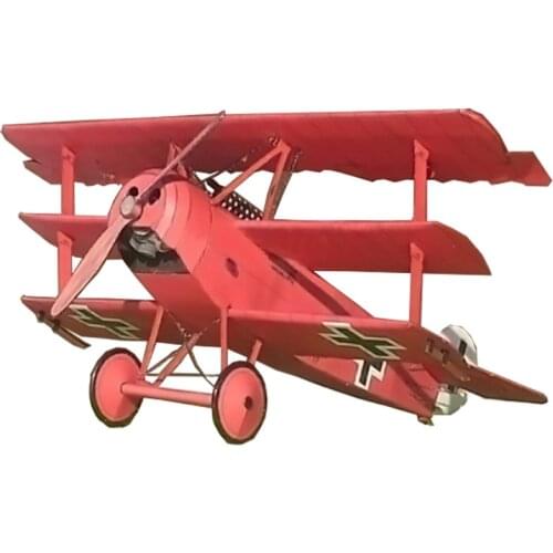 Paper Crafts 1:33 Scale Fokker Dr.I German Fighter 3D Geometric Model Home Decor DIY Handmade Desk Decoration Crafts