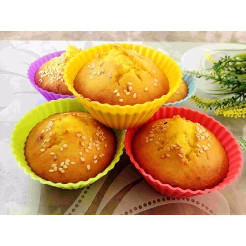 Fast shipping Round shape Silicone Muffin Cupcake Mould Case Bakeware Maker Mold Tray Baking Cup Liner Baking Molds