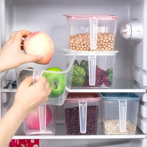 Household Refrigerator Storage Box Plastic Storage Box Cereals Compartment Vegetable Fruit Freezer New Kitchen Storage Box Tools