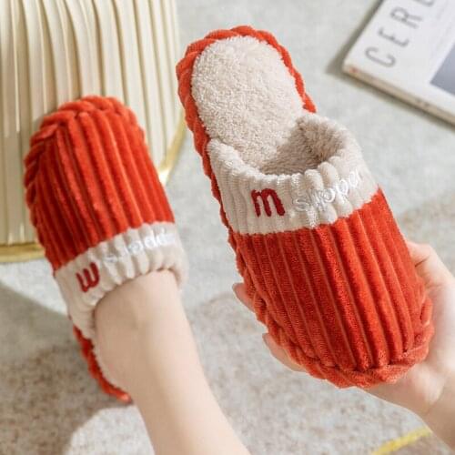 Thuis Slippers Winter Pluche Warm Houden Platte Glijdt Mannen Vrouwen Zachte Comfort Schoenen Naaien Interieur Slipper Harige