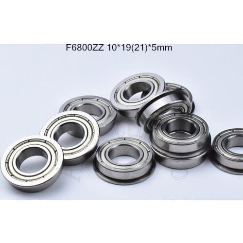 F6800ZZ 10*19(21)*5mm 10pieces Flange bearing 6800 6800zz Metal sealed ABEC-5 chrome steel bearings hardware