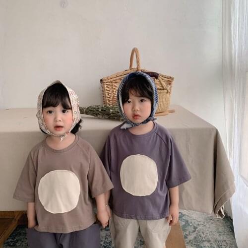 Toddler Boys T Shirts 2021 Summer New Baby Girls Korean Style Patch Tops Kids Cotton Casual Loose T-shirts Childrens Clothing