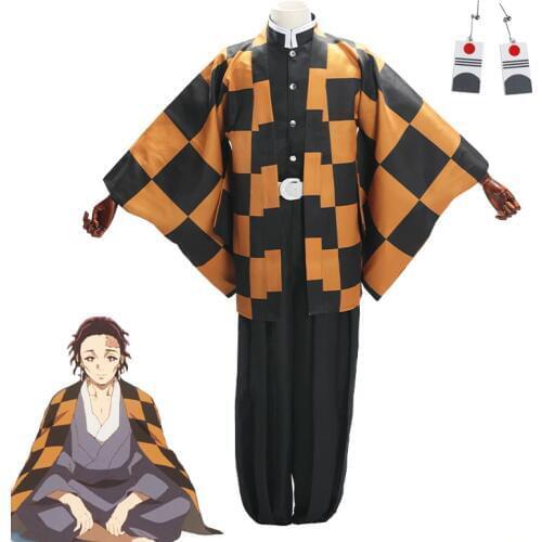 Anime Demon Slayer Kimetsu no Yaiba Kamado Tanjirou Father Kimono Uniforms Cosplay Costume Halloween Chrismas Costumes For Adult