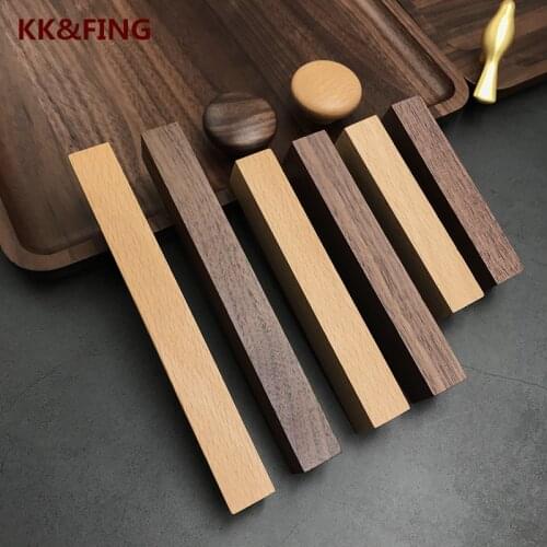 KK&FING Solid Wood Cabinet Door Handles Log Wardrobe Drawer Door Knobs Wooden Handles for Furniture Hardware