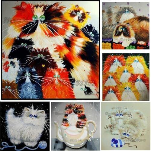 Round/Square hand crafts colorful cats diy embroidery pattern resin mosaic animal 5D diy diamond painting 3d cross stitch kits