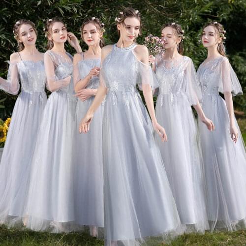3 Colors Summer Women Embroidery Floral Mesh Patchwork Slim Elegant Wedding Robes De Cocktail Bridesmaid Dresses 2149