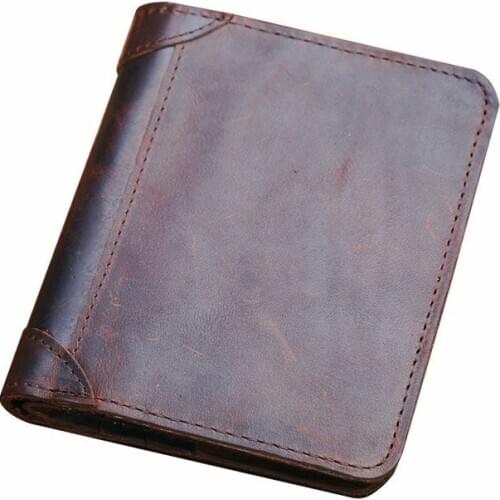 2019 Crazy Horse Leather Male Purses Vintage Genuine Leather Wallet for Men Cowboy Vertical Men Wallets