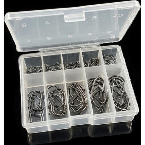 100Pcs/lot Fishing Hook Set Mix 3#-12# Carbon Steel Carp Fishing Hooks With Hole Fishhooks Pesca Fishing Tackle Accessory B181