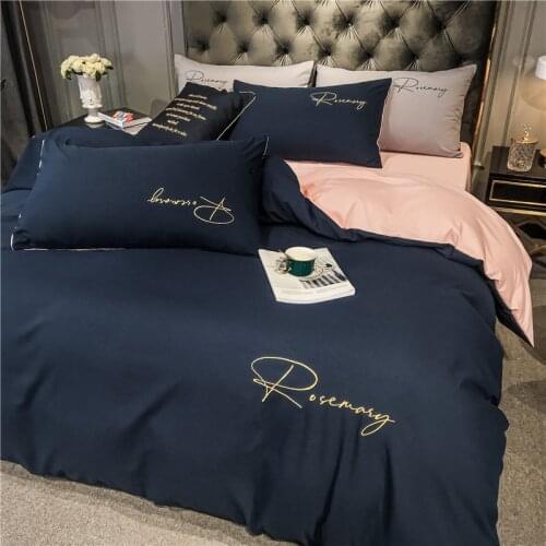 Fitted Sheet bedding set affordable luxury style four-piece embroidery simple ins fitted sheet duvet cover home textile